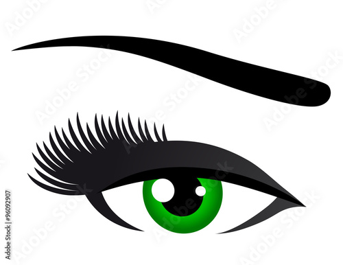 green eye with long eyelashes