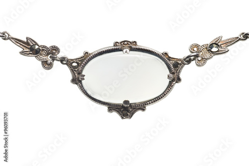 vintage moonstone necklace detail isolated on white