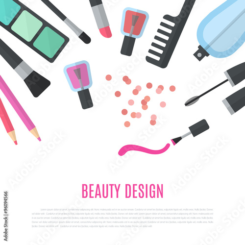 Beauty design. Cosmetic accessories for make-up