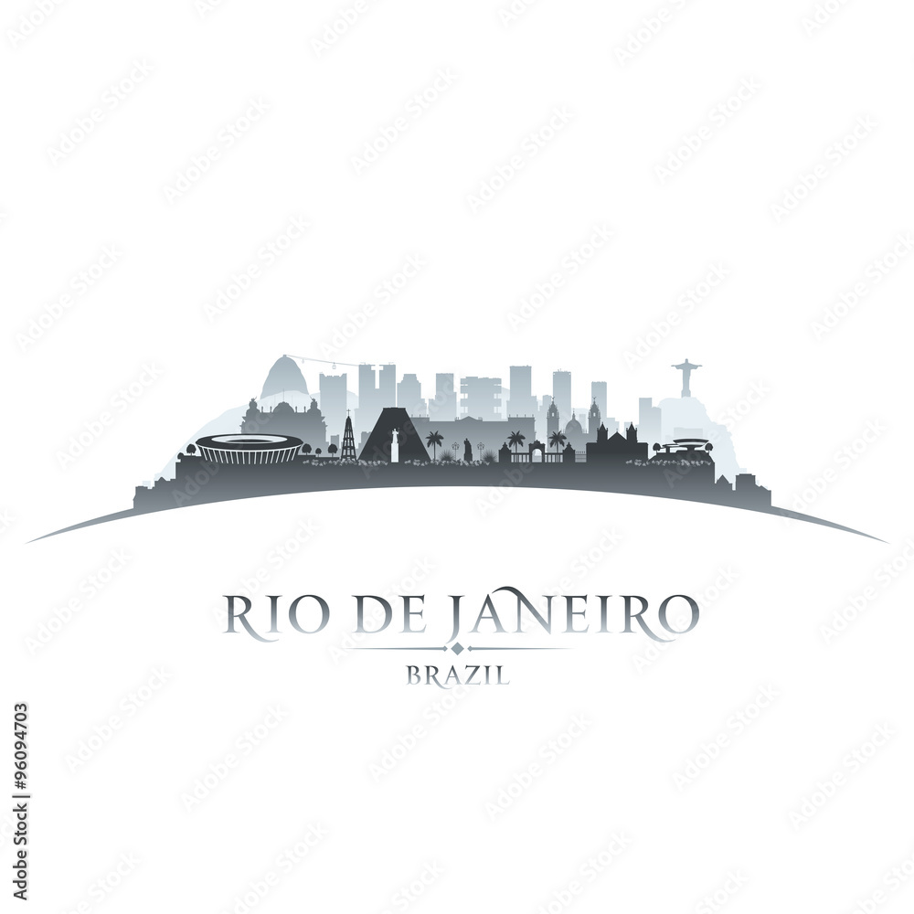 Rio de Janeiro Brazil city skyline silhouette white background