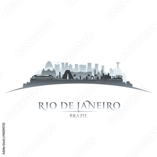 Rio de Janeiro Brazil city skyline silhouette white background