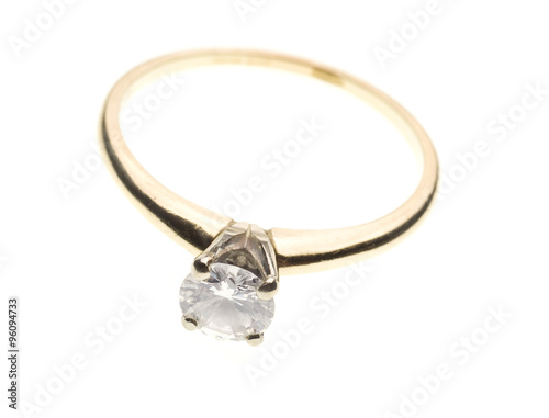 vintage diamond engagement ring isolated on white