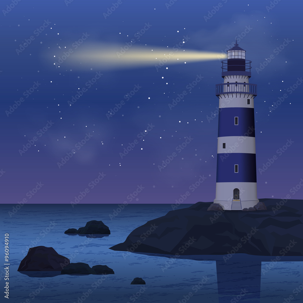 Lighthouse In Night