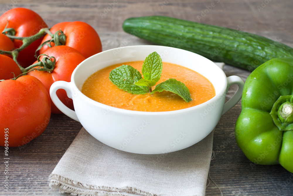 Gazpacho with tomato,garlic, cucumber and pepper Gazpacho with tomato,garlic, cucumber and pepper