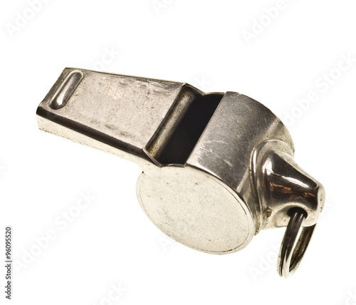 antique silver whistle isolated