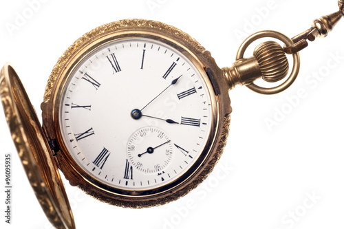 antique pocket watch isolated on white background
