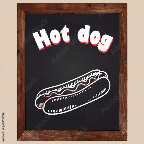 hot dog drawn in chalk on a blackboard