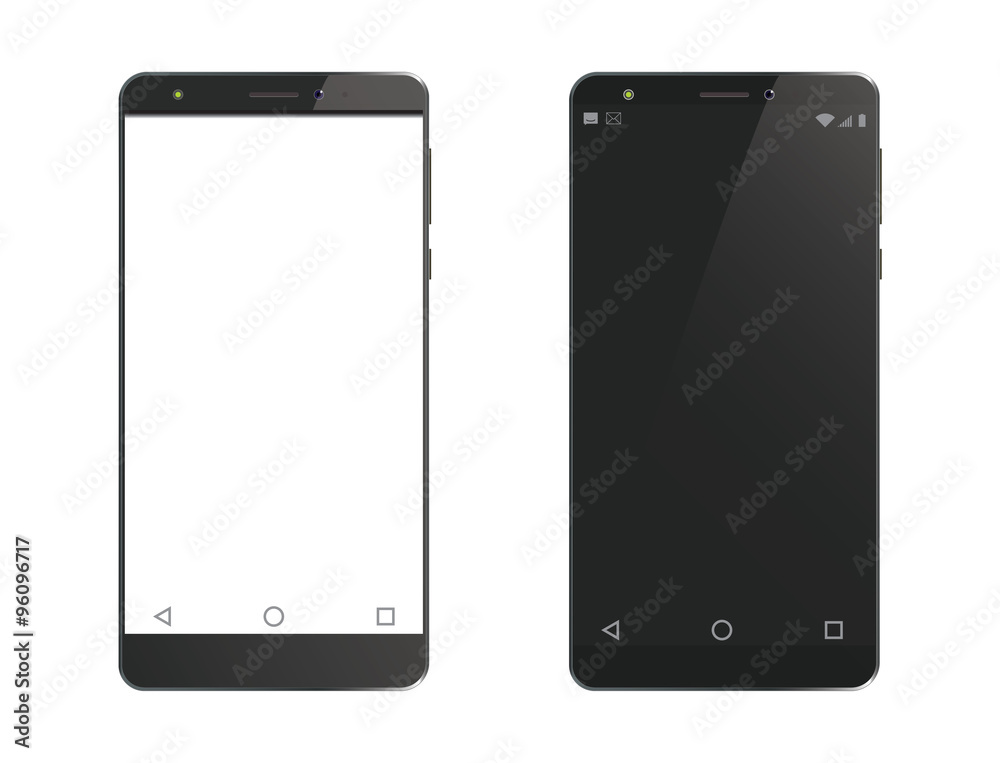 Two realistic vector cell phones on white background. Two realistic vector cell phones on white background.