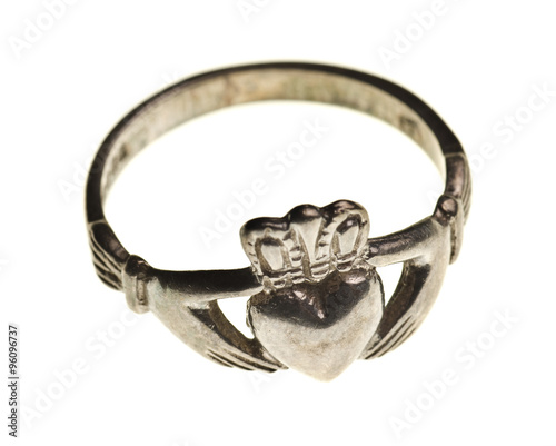 vintage traditional Claddagh ring isolated