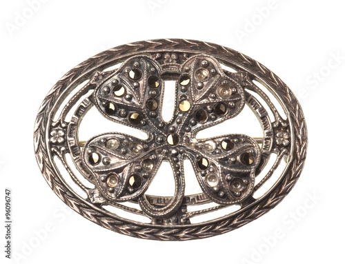 four leaf clover pin isolated on white background