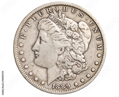 antique silver dollar isolated