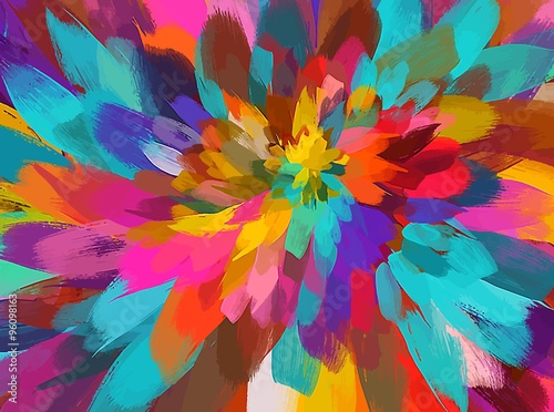 Colorful flower brush strokes background. Vector version