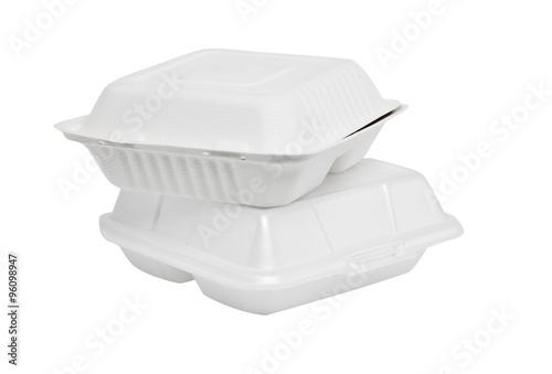 Styrofoam box on white background