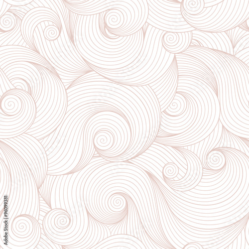 Seamless brown abstract hand-drawn pattern, waves background.