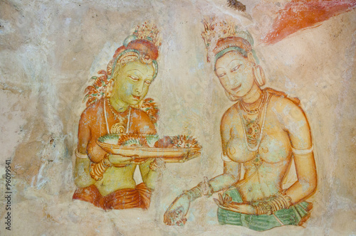 5th Century Cave Paintings at Sigiriya - Dambulla - Sri Lanka