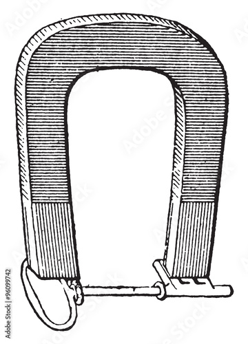 Magnet, vintage engraving.
