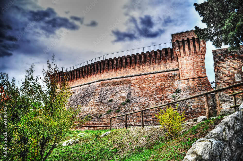 city walls of Brisighella in hdr