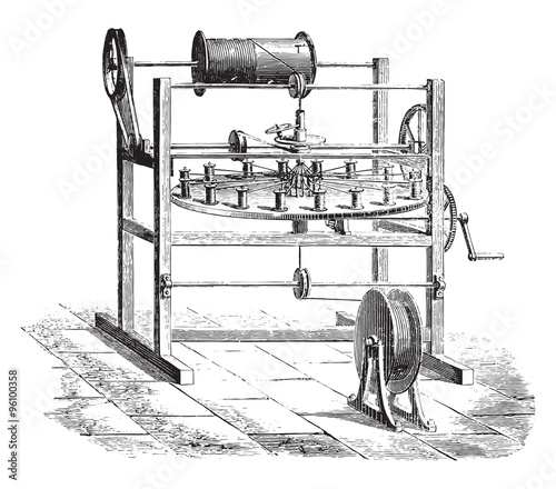 Weaving cover, vintage engraving.