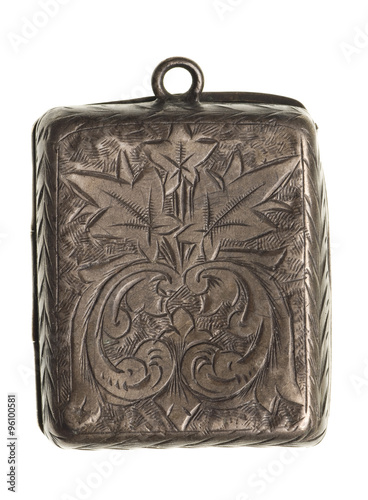 antique silver locket isolated