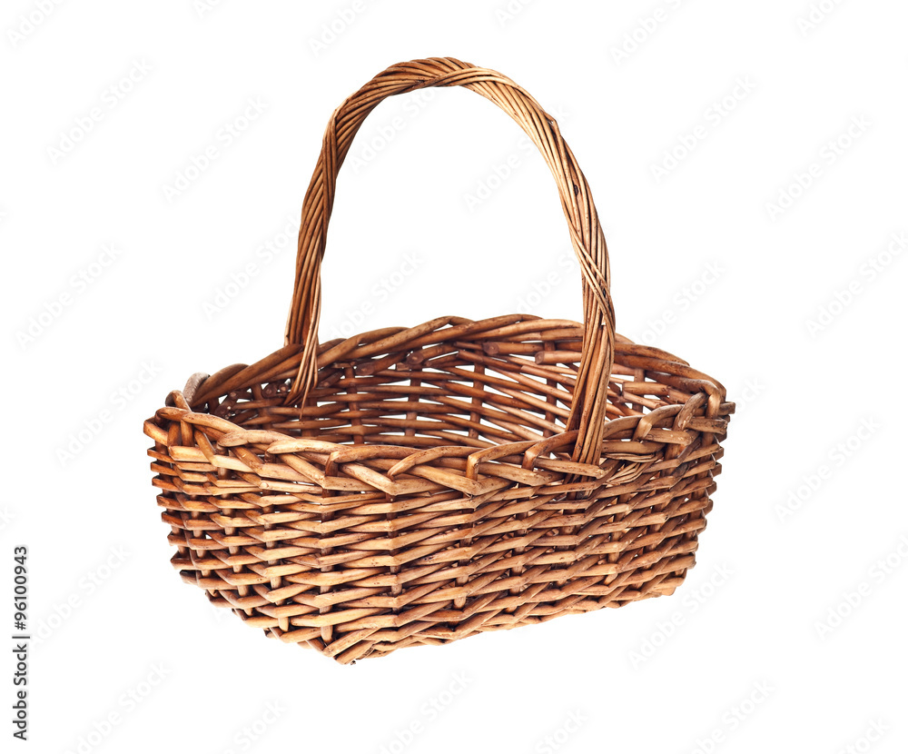 brown wicker basket isolated