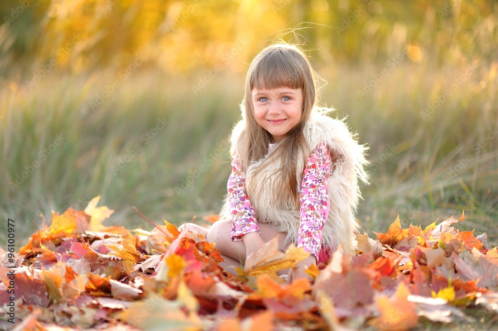 portrait of little girl outdoors in autumn portrait of little girl outdoors in autumn