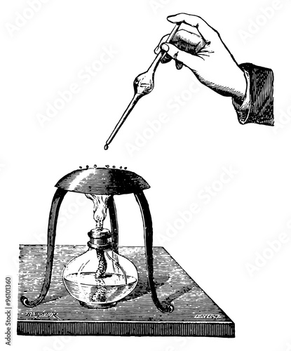 Experience the spheroidal state of the water, vintage engraving.