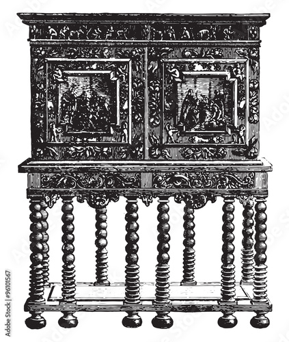 Office furniture on credence table ebony sixteenth century (Hamm