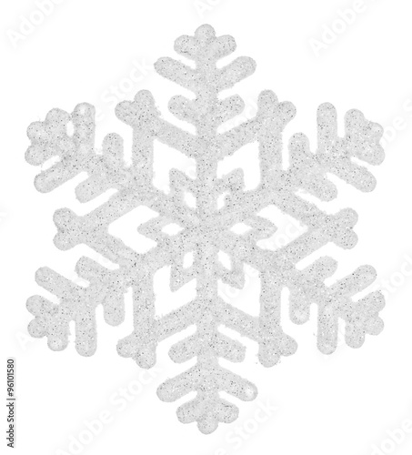 A beautiful white snowflake isolated on a white background. Element for design