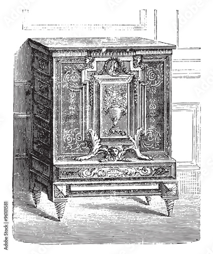Furniture breast high inlaid ebony, Charles Boulle Louvre, vinta