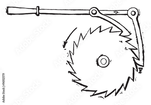 The ratchet lever by Garousse, vintage engraving.
