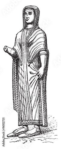Etruscan woman, vintage engraving. photo