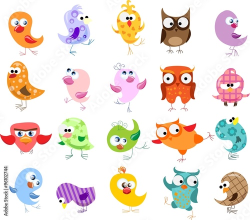 Set of vector cartoon birds