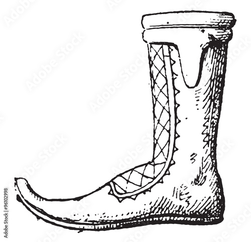 Boot, vintage engraving.