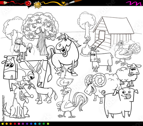 cartoon farm animals coloring book