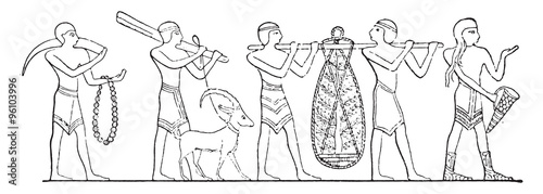 A rare plant. (Painting the tombs of Qurna, near Thebes), vintag