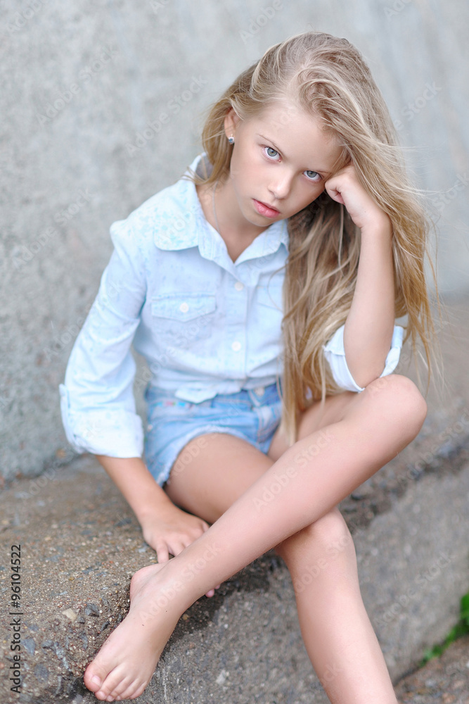 portrait of little girl outdoors in summer Stock Photo | Adobe Stock