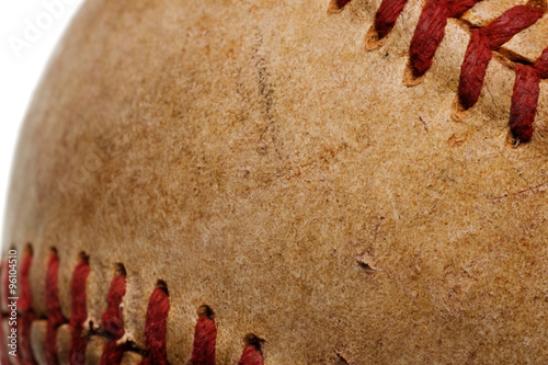 baseball with red stitching