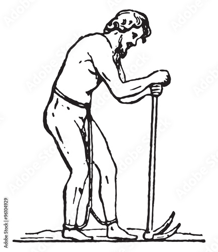 Laborer slave, vintage engraving.