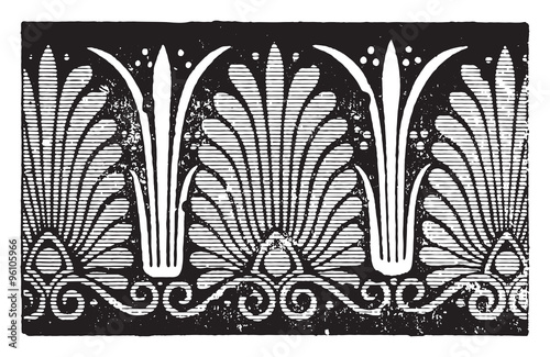 Greek palmette, vintage engraving.