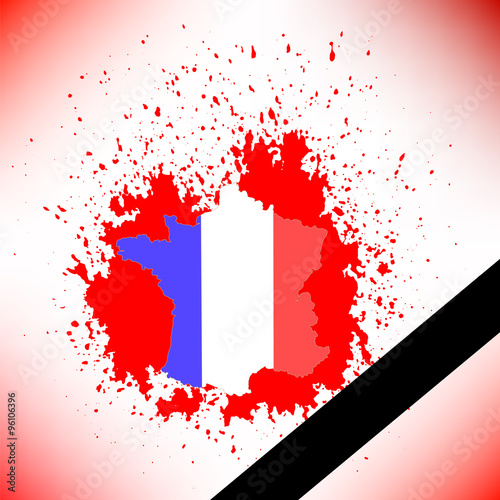 Map of France and Black Ribbon
