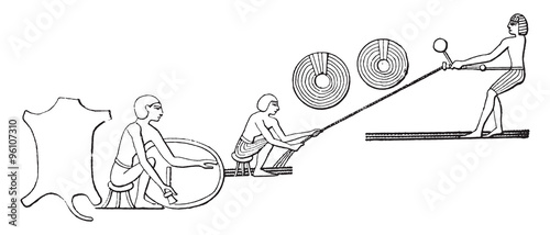 Belting Manufacturing, vintage engraving.