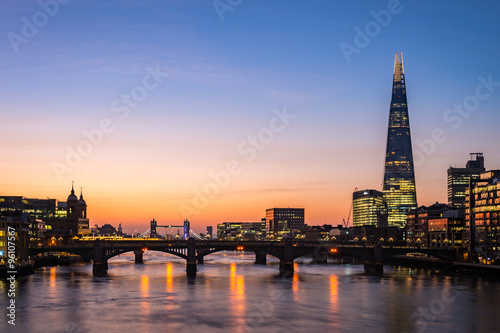 Modern London skyline with the Shard building