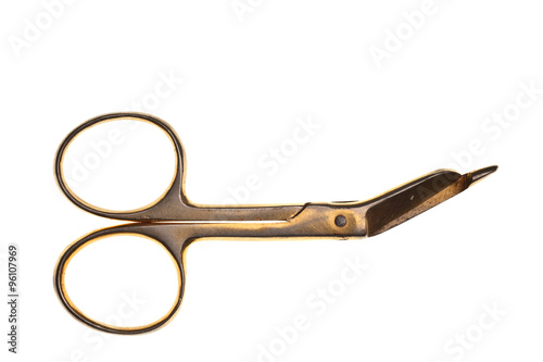 antique embroidery scissors isolated on white