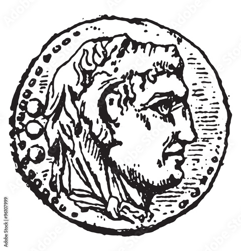 Hercules, vintage engraving.