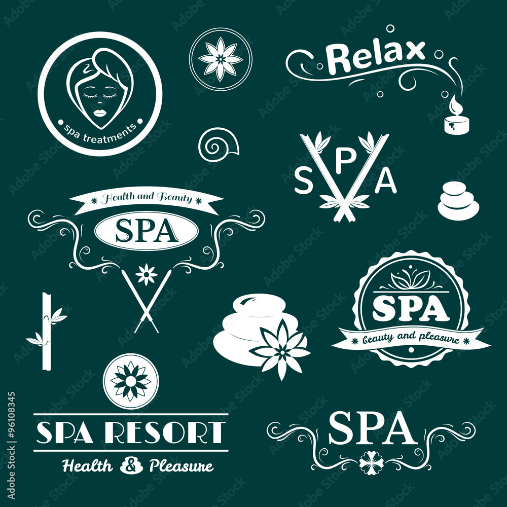 Fototapeta premium SPA logos, vector typography