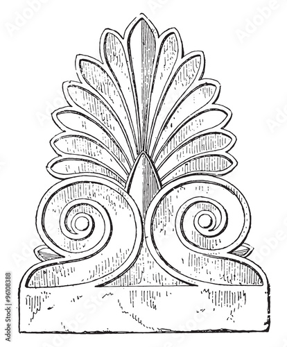 Palmette Parthenon, vintage engraving.