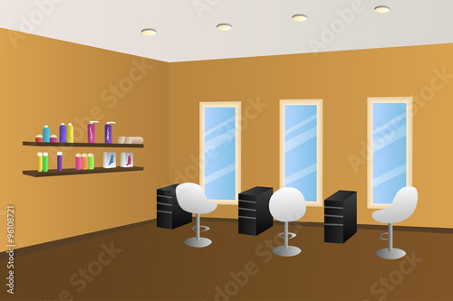 Hairdressing salon orange interior room illustration vector