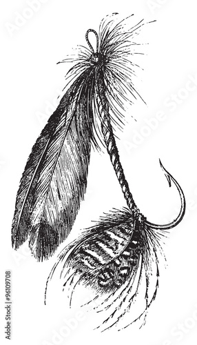 Other form of artificial fly, vintage engraving.