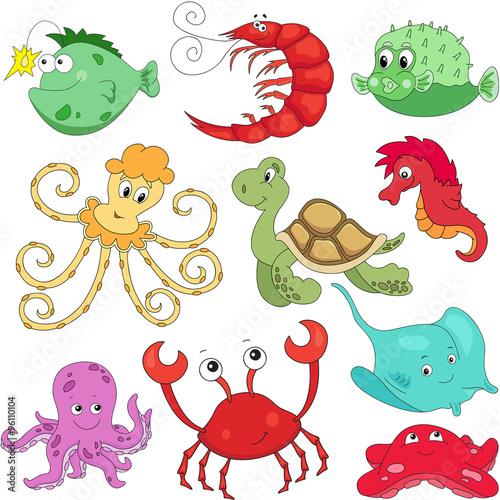 Sea inhabitants  octopus  pufferfish  starfish  sea-horse  crab 