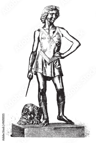 David winner of Goliath bronze statue of Andrea Verrocchio, the photo